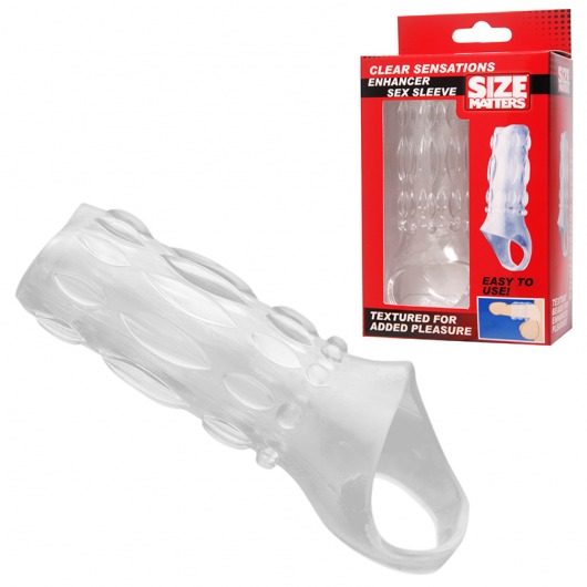 Насадка на пенис с кольцом для мошонки Clear Sensations Enhancer Sex Sleeve - 11,5 см. - XR Brands - в Сочи купить с доставкой
