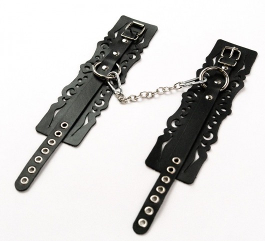 Узорчатые кожаные оковы с регулируемыми ремешками - Crazy Handmade - купить с доставкой в Сочи