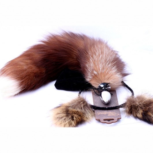 Игровой комплект: серебристая анальная пробка с пушистым хвостом и ободок-ушки - Crazy Handmade - купить с доставкой в Сочи