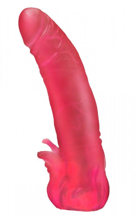 Розовая насадка для страпона с клиторальными лепестками - 18,5 см. - LOVETOY (А-Полимер) - купить с доставкой в Сочи