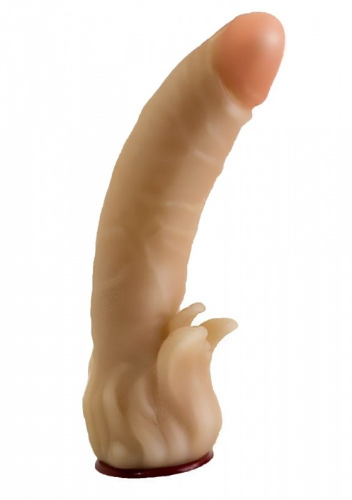 Телесная гелевая насадка-фаллос с клиторальными лепестками - 18,5 см. - LOVETOY (А-Полимер) - купить с доставкой в Сочи