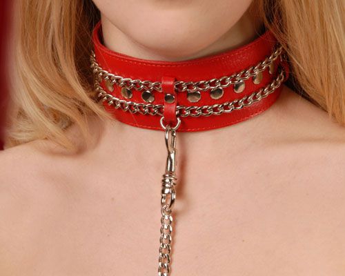 Красный ошейник с цепочками - Sitabella - купить с доставкой в Сочи