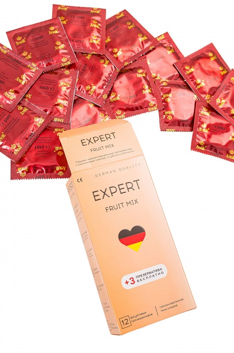 Ароматизированные презервативы EXPERT Fruit Mix - 12 шт.(+3 в подарок) - Expert - купить с доставкой в Сочи