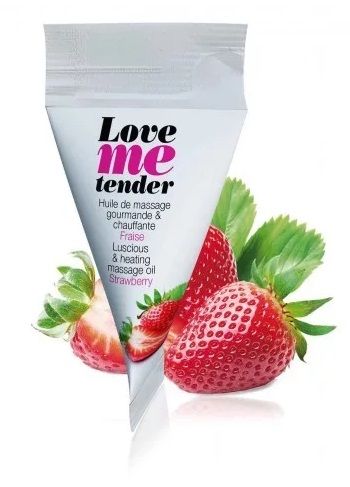 Съедобное согревающее массажное масло Love Me Tender Strawberry с ароматом клубники - 10 мл. - Love to Love - купить с доставкой в Сочи