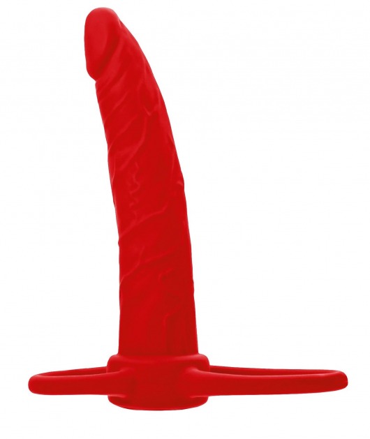 Красная насадка на пенис для двойного проникновения Black Red - 16,5 см. - ToyFa - купить с доставкой в Сочи