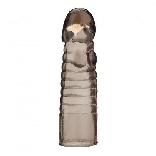 Дымчатая насадка-удлинитель Ribbed Realistic Penis Enhancing Sleeve Extension - 15,2 см. - BlueLine - в Сочи купить с доставкой