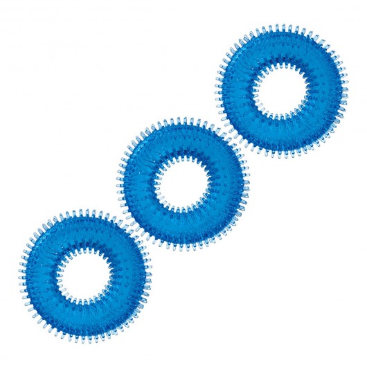 Комплект из трех голубых колец для эрекции 3-Pack Ultra-Stim Stretch Cock Rings - BlueLine - в Сочи купить с доставкой