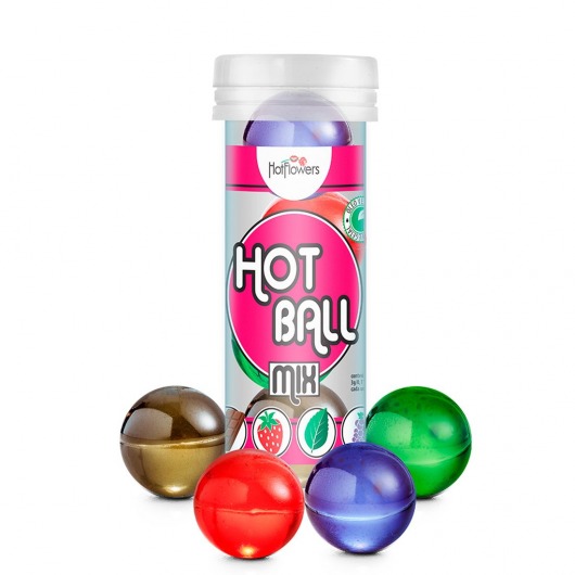 Ароматизированный лубрикант Hot Ball Mix на масляной основе (4 шарика по 3 гр.) - HotFlowers - купить с доставкой в Сочи
