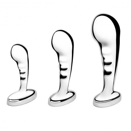 Набор из 3 стальных стимуляторов простаты Stainless Steel P-spot Training Set - b-Vibe - в Сочи купить с доставкой