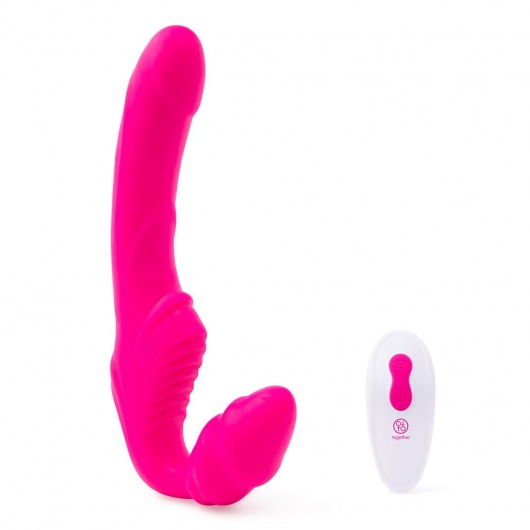 Розовый безремневой страпон на радиоуправлении Strapless Together - 22 см. - Together Toy - купить с доставкой в Сочи