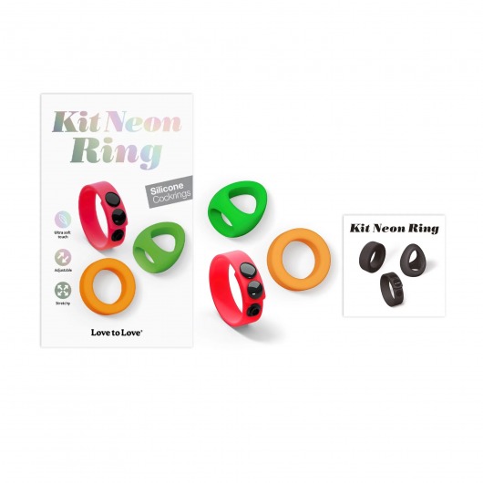Набор из 3 разноцветных эрекционных колец Kit Neon Ring - Love to Love - в Сочи купить с доставкой