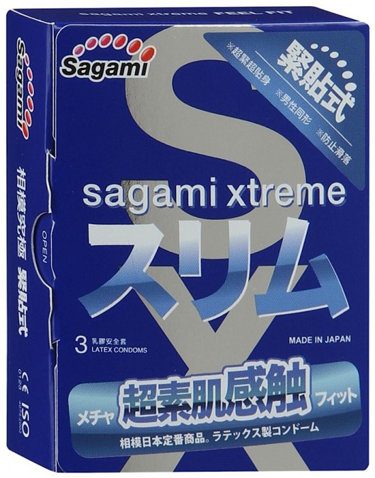 Розовые презервативы Sagami Xtreme FEEL FIT 3D - 3 шт. - Sagami - купить с доставкой в Сочи
