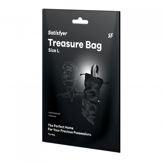 Черный мешочек для хранения игрушек Treasure Bag L - Satisfyer - купить с доставкой в Сочи