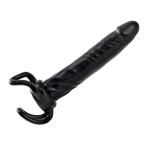 Чёрная насадка-фаллос для двойного проникновения INFLATABLE DILDO SLIM DONG  - 13,5 см. - Toyz4lovers - в Сочи купить с доставкой