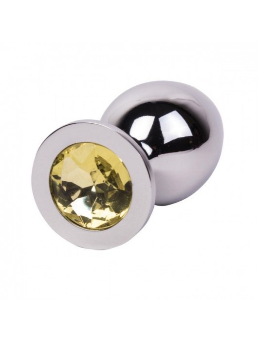 Большой стальной плаг с желтым кристаллом Sweet Lemon - 9,5 см. - Erotic Fantasy - купить с доставкой в Сочи