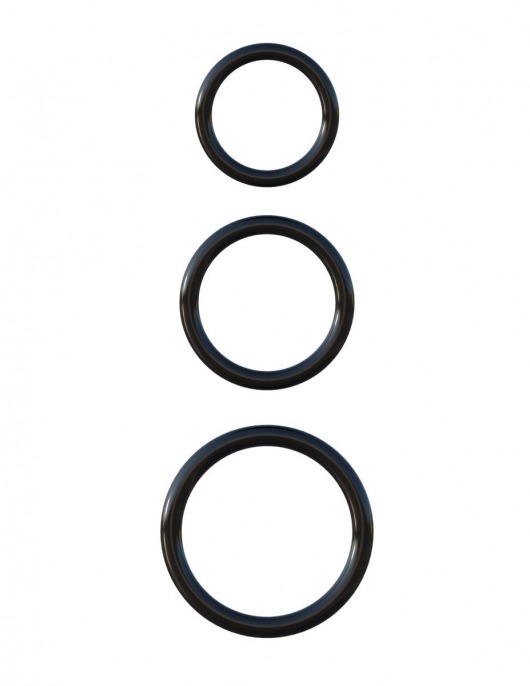 Набор из трех черных эрекционных колец Silicone 3-Ring Stamina Set - Pipedream - в Сочи купить с доставкой