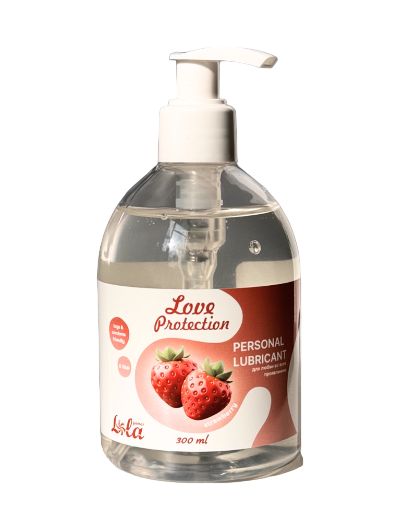 Лубрикант на водной снове Love Protection Strawberry с ароматом клубники - 300 мл. - Lola Games - купить с доставкой в Сочи