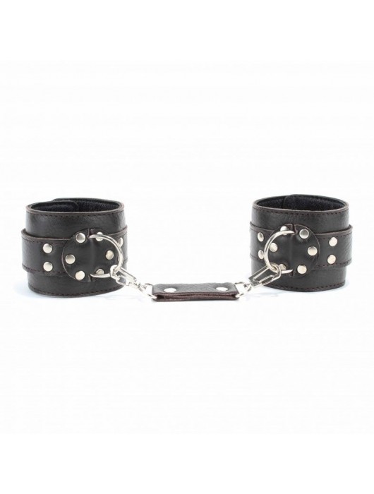 Коричневые оковы из мягкой кожи на металлической цепочке - БДСМ Арсенал - купить с доставкой в Сочи