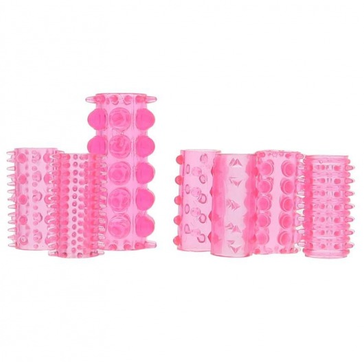 Набор из 7 розовых насадок на пенис ONE-A-DAY PENIS SLEEVES PINK - Seven Creations - в Сочи купить с доставкой