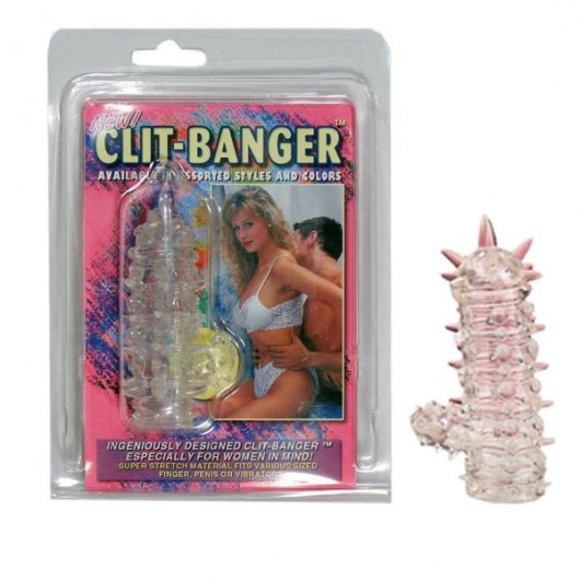 Прозрачная насадка с шипами и клиторальной шишечкой CLIT-BANGER SLEEVE IN CLEAR - Tonga - в Сочи купить с доставкой