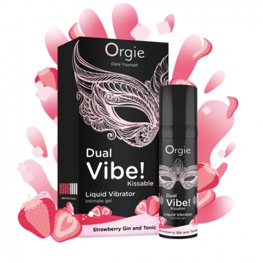 Съедобный жидкий вибратор Dual Vibe! со вкусом клубничного джина с тоником - 15 мл. - ORGIE - купить с доставкой в Сочи