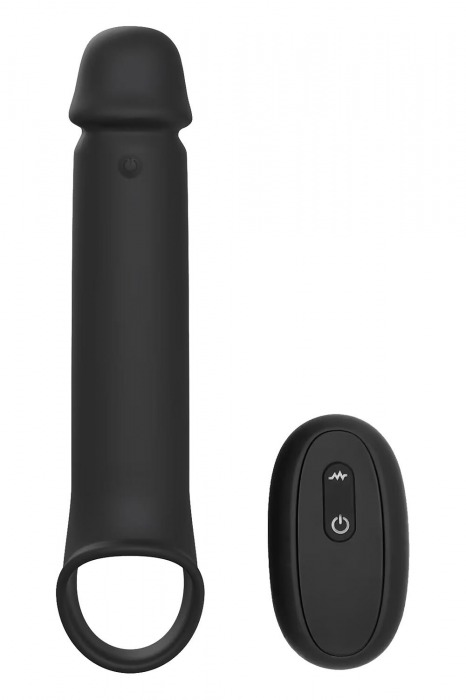 Черная насадка-удлинитель с вибрацией Vibrating Extender With Remote - Dream Toys - в Сочи купить с доставкой