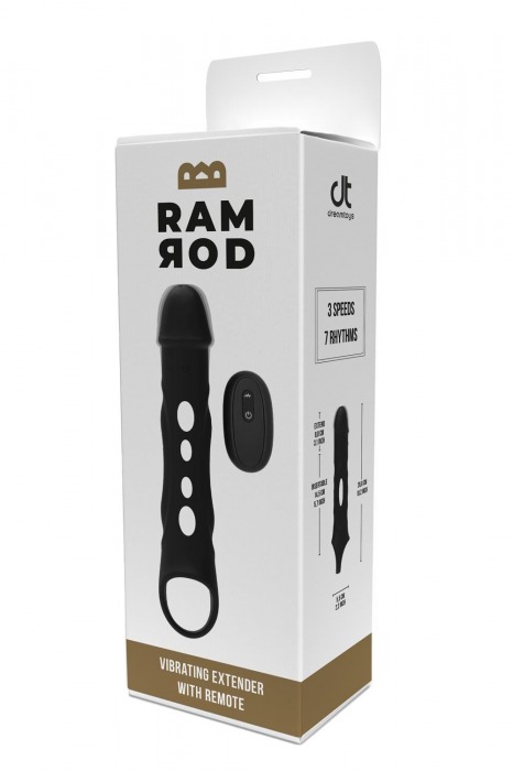 Черная насадка-удлинитель Vibrating Extender With Remote с вибрацией - Dream Toys - в Сочи купить с доставкой