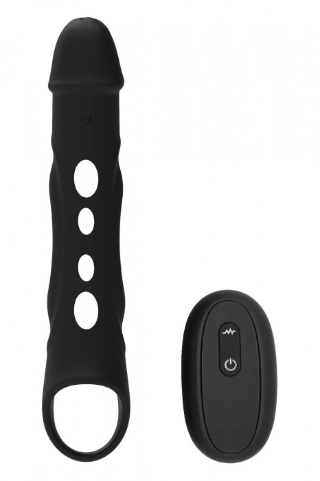 Черная насадка-удлинитель Vibrating Extender With Remote с вибрацией - Dream Toys - в Сочи купить с доставкой