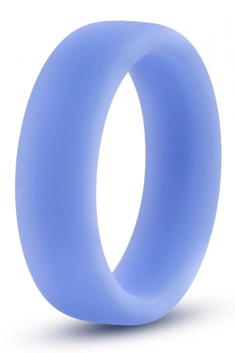 Голубое люминесцентное кольцо Silicone Glo Cock Ring - Blush Novelties - в Сочи купить с доставкой