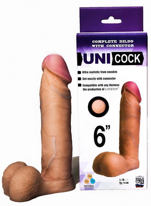 Насадка для страпона фаллической формы UNICOCK 6  - 18 см. - LOVETOY (А-Полимер) - купить с доставкой в Сочи
