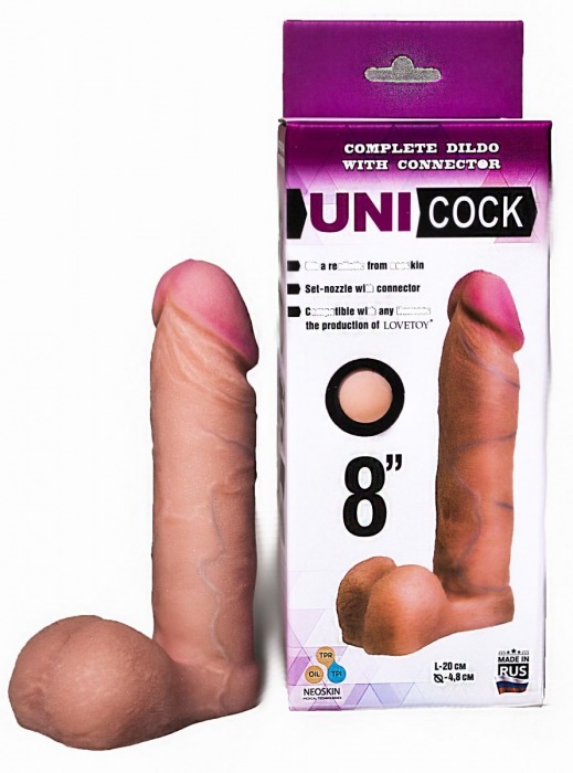 Фаллическая насадка для страпона UNICOCK 8  - 20 см. - LOVETOY (А-Полимер) - купить с доставкой в Сочи