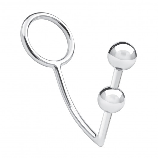 Кольцо на пенис с анальным стимулятором Two Bead Stainless Steel Anal Hook   Cock Ring - BlueLine - в Сочи купить с доставкой