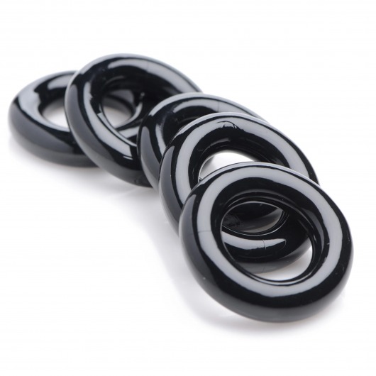 Комплект из 5 черных эрекционных колец для мошонки Ring Master Custom Ball Stretcher Kit - XR Brands - в Сочи купить с доставкой