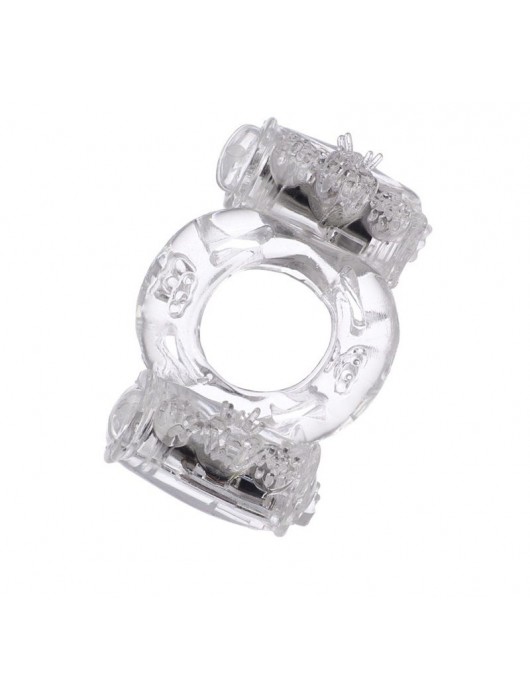 Прозрачное виброкольцо с двумя вибропульками - Toyfa Basic - в Сочи купить с доставкой