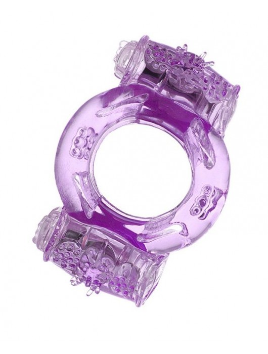 Фиолетовое виброкольцо с двумя вибропульками - Toyfa Basic - в Сочи купить с доставкой