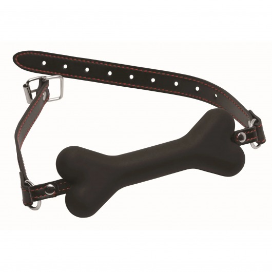 Черный кляп в форме косточки Hound Adjustable Dog Bone Gag - XR Brands - купить с доставкой в Сочи