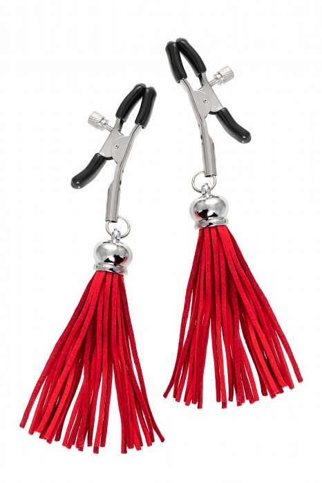 Зажимы на соски «Прищепки» с красными кисточками из замши - Pecado - купить с доставкой в Сочи