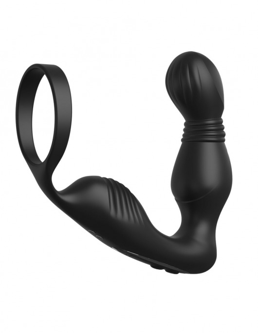 Черный вибростимулятор простаты с эрекционным кольцом Ass-Gasm Pro P-Spot Milker - Pipedream - в Сочи купить с доставкой