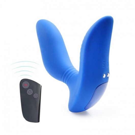 Синий вибромассажер простаты 3,5’’ Remote Control Curve P-spot Massager - 12 см. - Erokay - в Сочи купить с доставкой