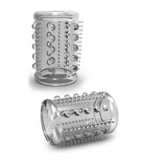 Прозрачная насадка с шипами и шишечками STAY HARD COCK SLEEVE 03 CLEAR - Blush Novelties - в Сочи купить с доставкой