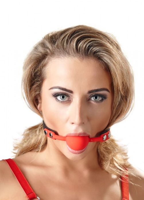 Силиконовый кляп-шар на чёрных ремешках Red Gag silicone - Orion - купить с доставкой в Сочи