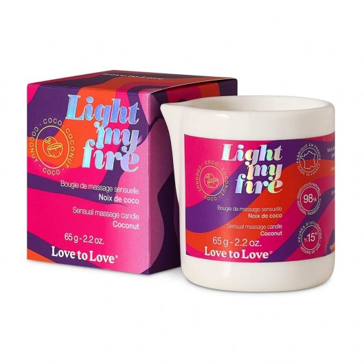 Массажная свеча Light My Fire Coconut с ароматом кокоса - 65 гр. - Love to Love - купить с доставкой в Сочи