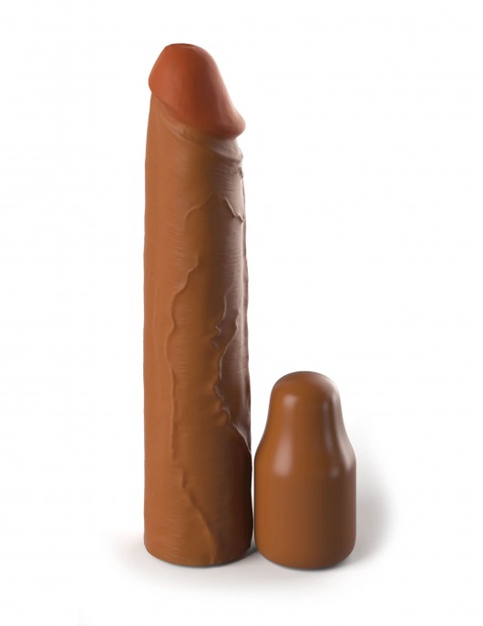 Коричневая насадка на член 2  Silicone X-tension - 20,3 см. - Pipedream - в Сочи купить с доставкой
