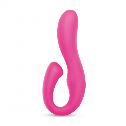 Розовый вибромассажер с клиторальным отростком Harmony Vibe - 16,8 см. - Together Toy