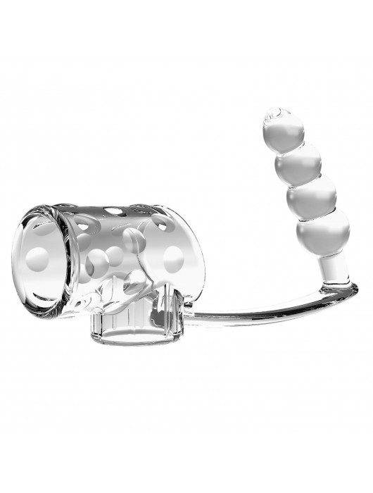 Прозрачная насадка на пенис и мошонку с анальным стимулятором Rilley - Baile - в Сочи купить с доставкой