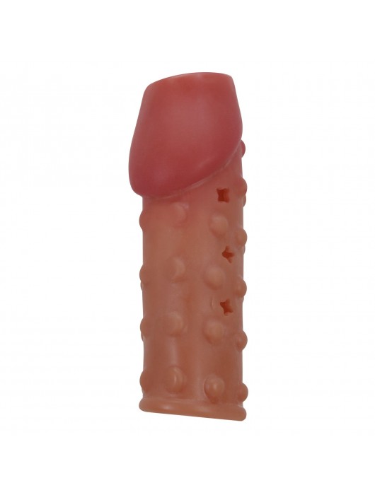 Телесная открытая насадка на пенис с бугорками - 19,8 см. - Baile - в Сочи купить с доставкой