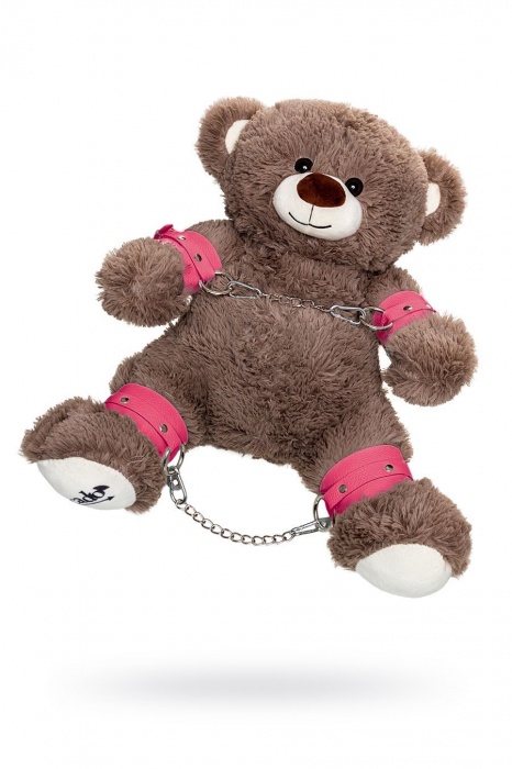 Бондажный набор: бурый мишка с розовыми оковами и наручниками - Pecado - купить с доставкой в Сочи