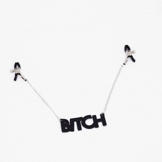 Зажимы на соски с кожаной подвеской Bitch - Crazy Handmade - купить с доставкой в Сочи