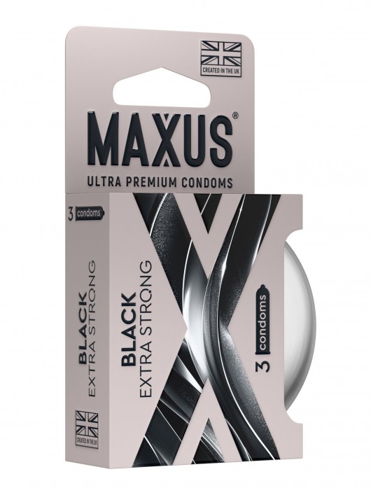 Черные утолщенные презервативы MAXUS Extra Strong с железным кейсом - 3 шт. - Maxus - купить с доставкой в Сочи