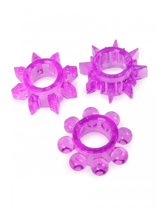 Набор из 3 лиловых эрекционных колец различной формы - Erowoman-Eroman - в Сочи купить с доставкой